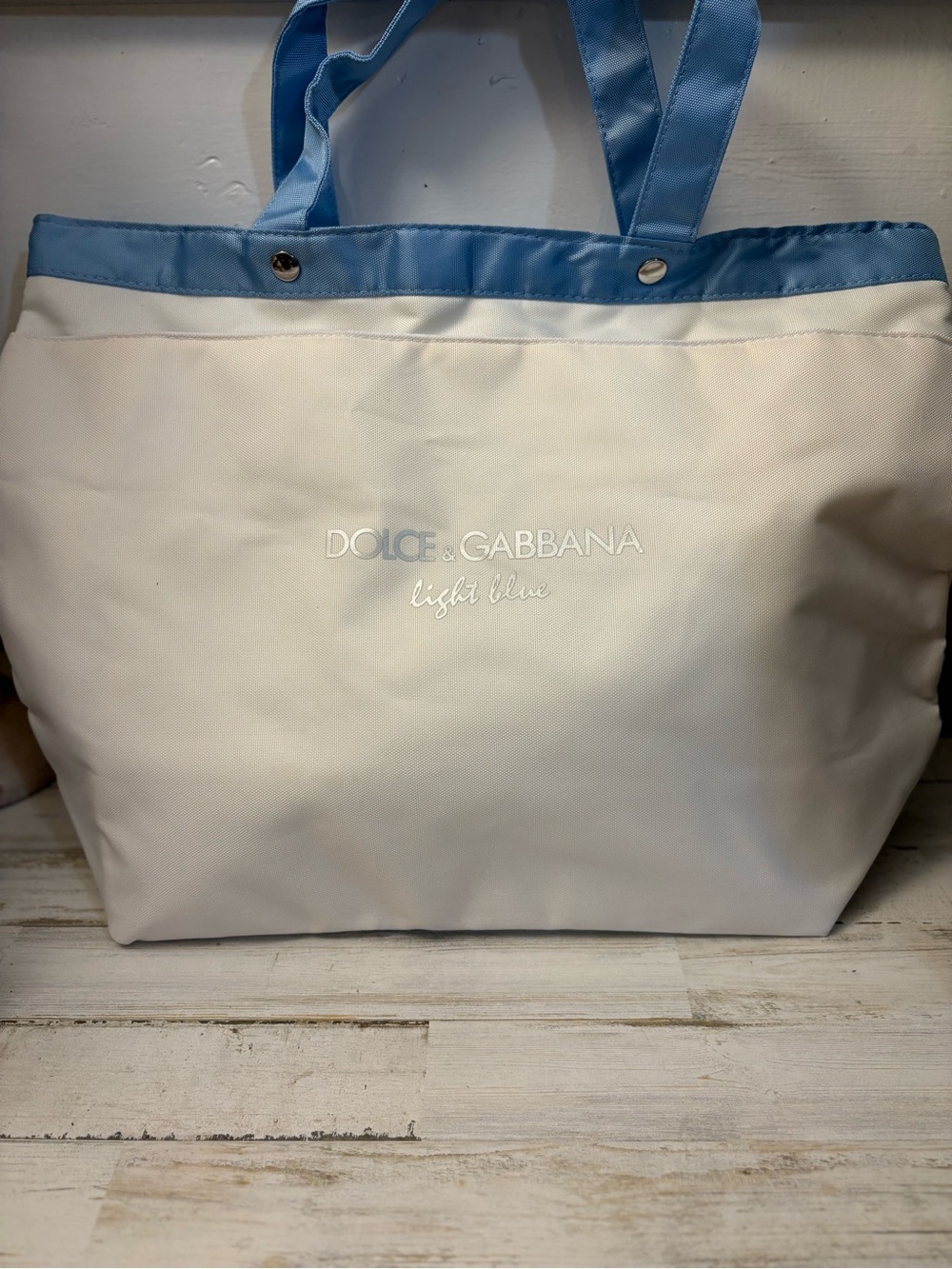 Dolce & Gabbana White and Light Blue Tote Bag